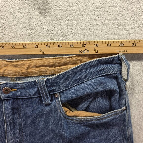 Duluth Trading Co Jeans Mens 42x30 Blue Denim 5-Pocket Workwear Straight Leg - Picture 5 of 8